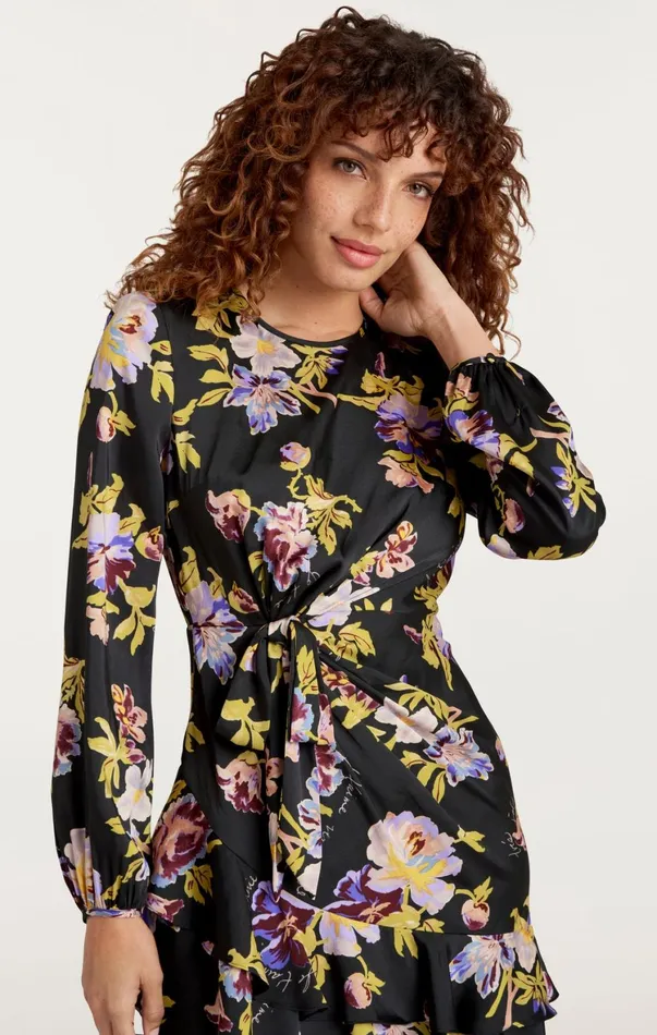 Women Mini Cinq Sept Alice Dress Black Multi