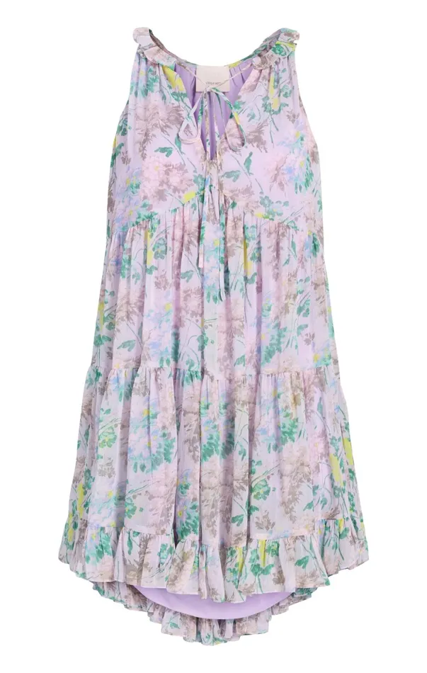 Women Mini Cinq Sept Light Washed Floral Sleeveless Phyllis Dress Pastel Multi