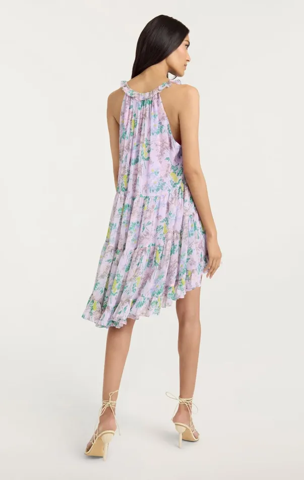 Women Mini Cinq Sept Light Washed Floral Sleeveless Phyllis Dress Pastel Multi