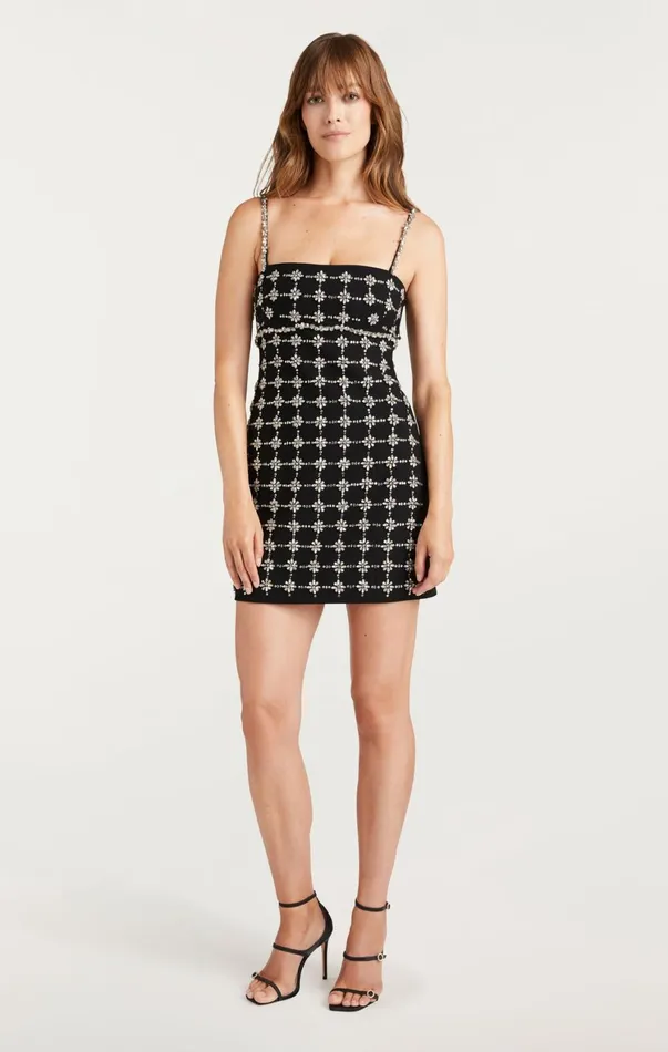Women Mini Cinq Sept Satine Dress Blacksilver