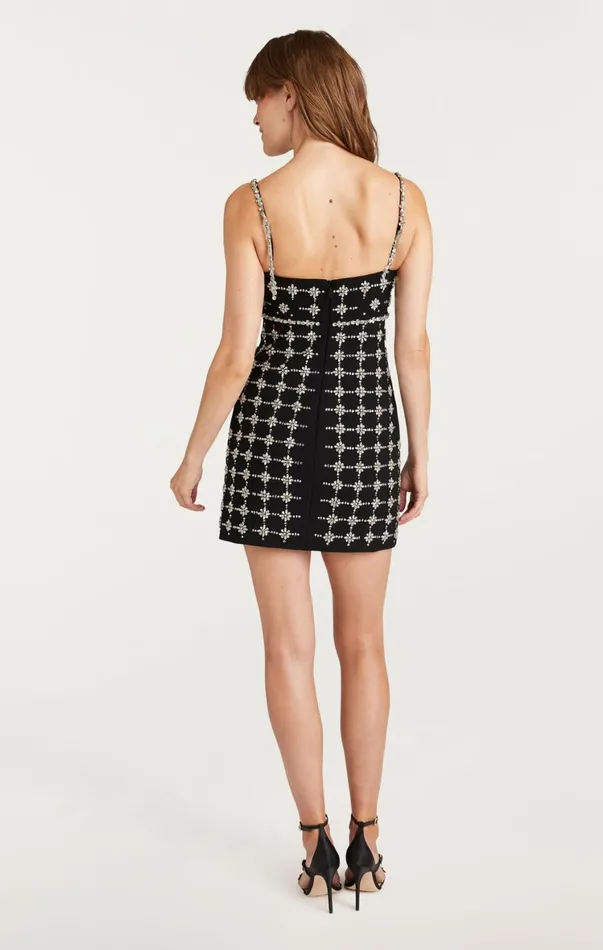 Women Mini Cinq Sept Satine Dress Blacksilver