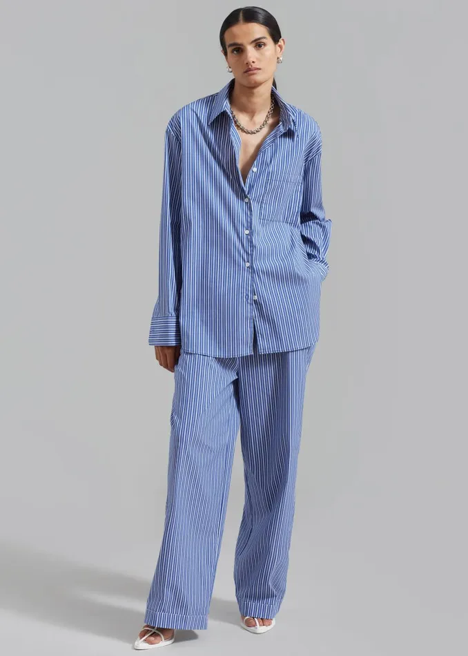 Women Mirca Elastic Pants 8211 Blue Multi Stripe The Frankie Shop Loungewear