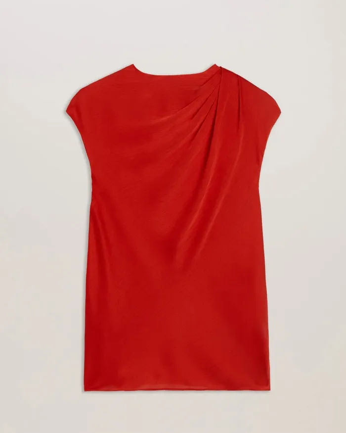Women MISRINA 8211 Drape Neck Cap Sleeve Top Red Ted Baker Tops and Blouses