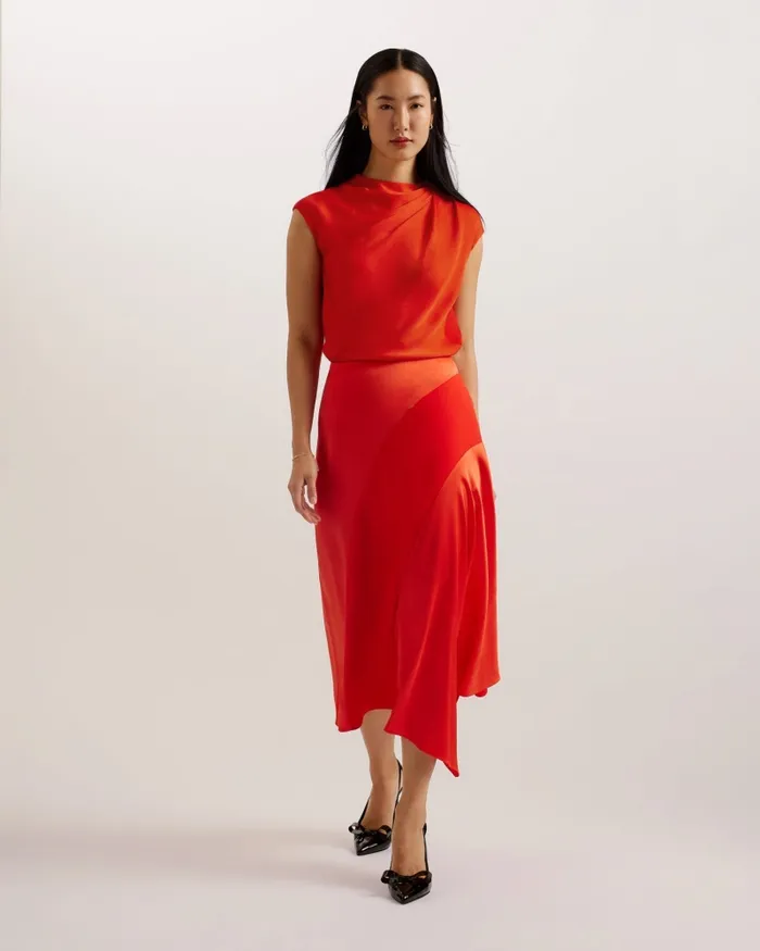 Women MISRINA 8211 Drape Neck Cap Sleeve Top Red Ted Baker Tops and Blouses Women MISRINA 8211 Drape Neck Cap Sleeve Top Red Ted Baker Tops and Blouses