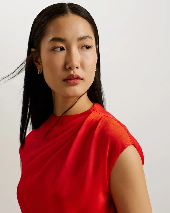 Women MISRINA 8211 Drape Neck Cap Sleeve Top Red Ted Baker Tops and Blouses Women MISRINA 8211 Drape Neck Cap Sleeve Top Red Ted Baker Tops and Blouses