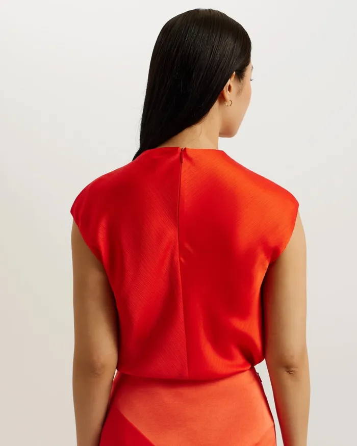 Women MISRINA 8211 Drape Neck Cap Sleeve Top Red Ted Baker Tops and Blouses Women MISRINA 8211 Drape Neck Cap Sleeve Top Red Ted Baker Tops and Blouses