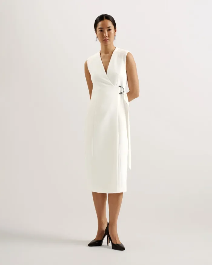 Women MOLENAA 8211 Sleeveless Tailored Midi Wrap Dress Ivory Ted Baker Dresses Women MOLENAA 8211 Sleeveless Tailored Midi Wrap Dress Ivory Ted Baker Dresses