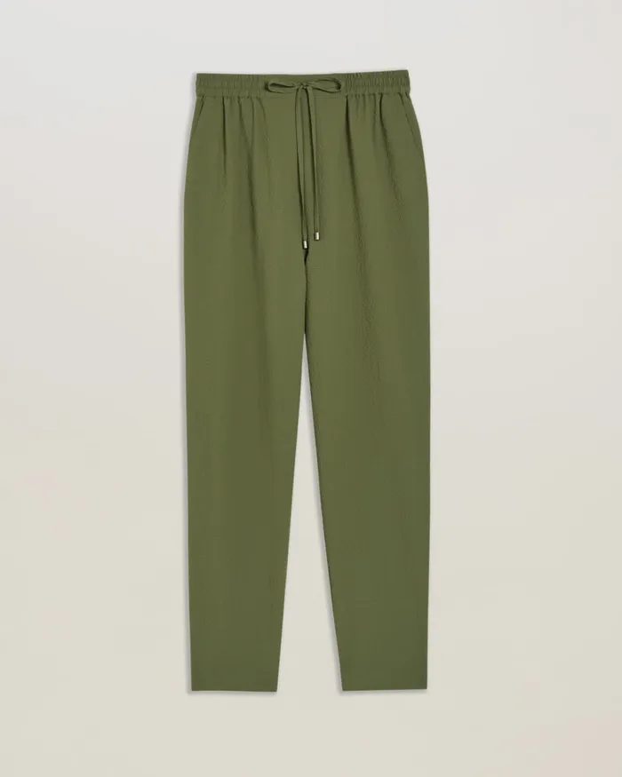 Women MORASCO 8211 Seersucker Ankle Grazer Joggers Khaki Ted Baker Trousers and Shorts