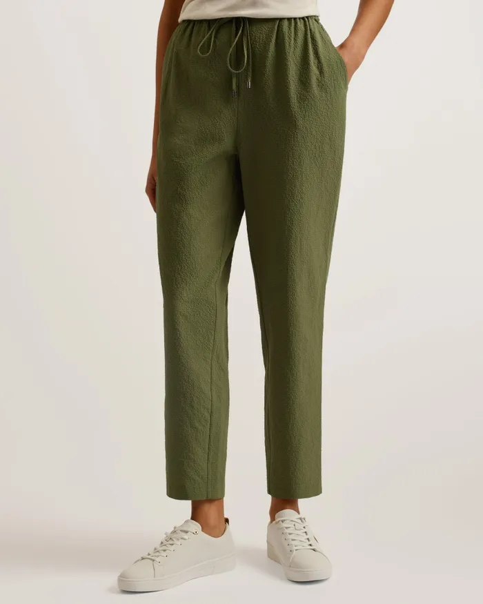 Women MORASCO 8211 Seersucker Ankle Grazer Joggers Khaki Ted Baker Trousers and Shorts Women MORASCO 8211 Seersucker Ankle Grazer Joggers Khaki Ted Baker Trousers and Shorts