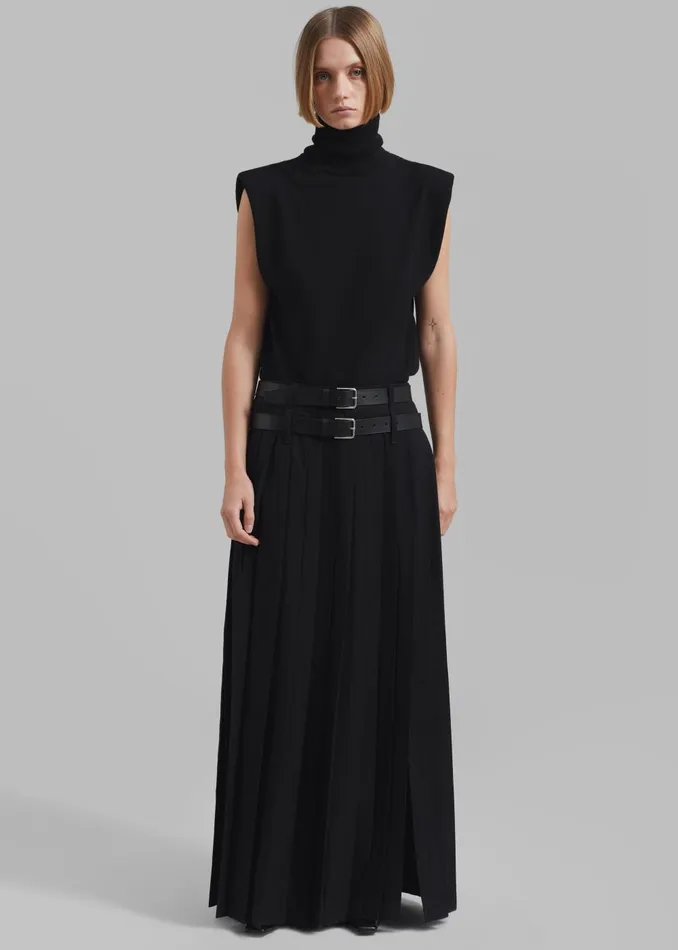 Women Nadia Thin Padded Sleeveless Turtleneck 8211 Black The Frankie Shop Knitwear