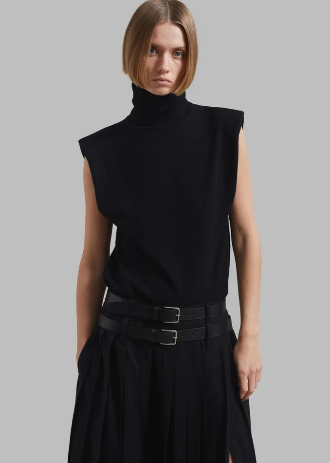 Women Nadia Thin Padded Sleeveless Turtleneck 8211 Black The Frankie Shop Knitwear