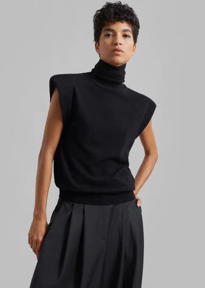 Women Nadia Thin Padded Sleeveless Turtleneck 8211 Black The Frankie Shop Knitwear
