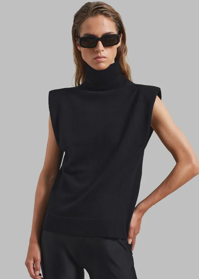 Women Nadia Thin Padded Sleeveless Turtleneck 8211 Black The Frankie Shop Knitwear