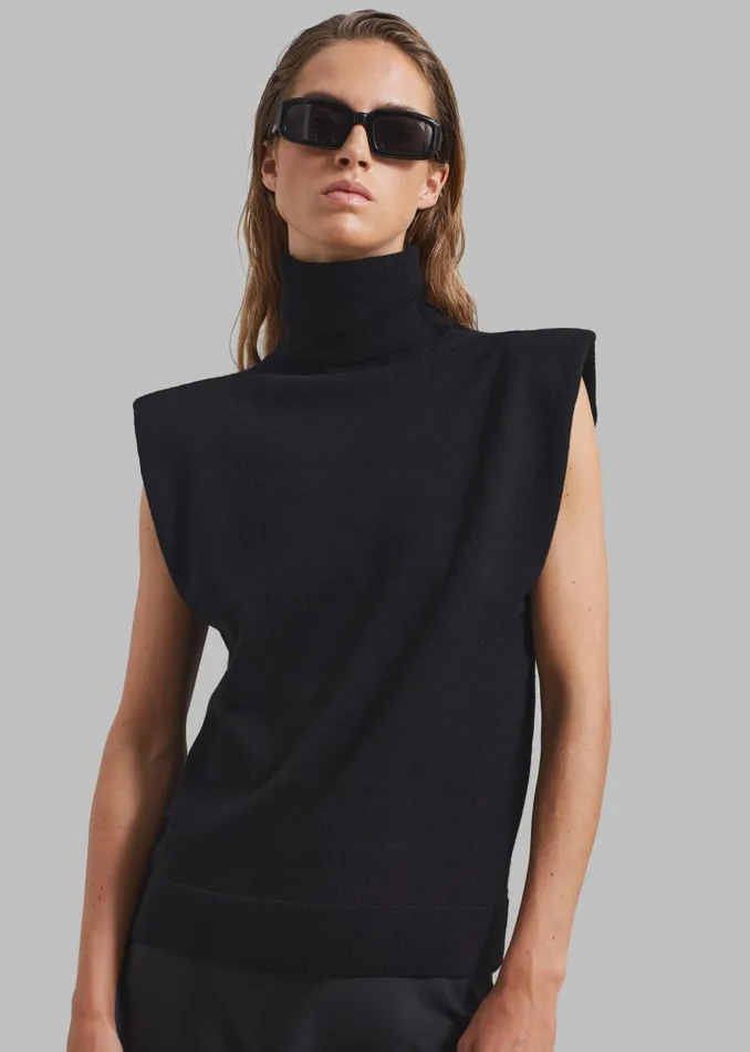 Women Nadia Thin Padded Sleeveless Turtleneck 8211 Black The Frankie Shop Knitwear