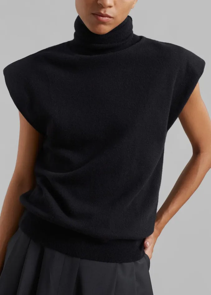 Women Nadia Thin Padded Sleeveless Turtleneck 8211 Black The Frankie Shop Knitwear