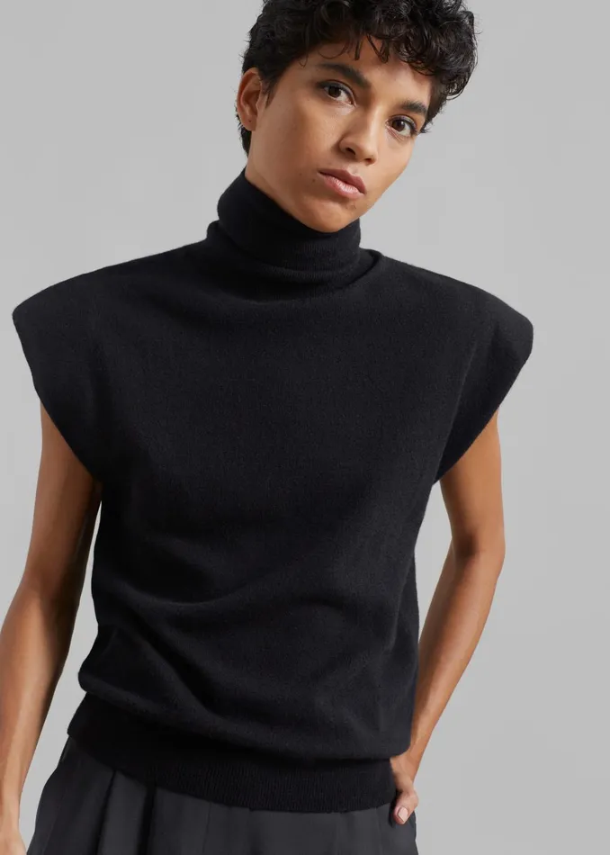 Women Nadia Thin Padded Sleeveless Turtleneck 8211 Black The Frankie Shop Knitwear