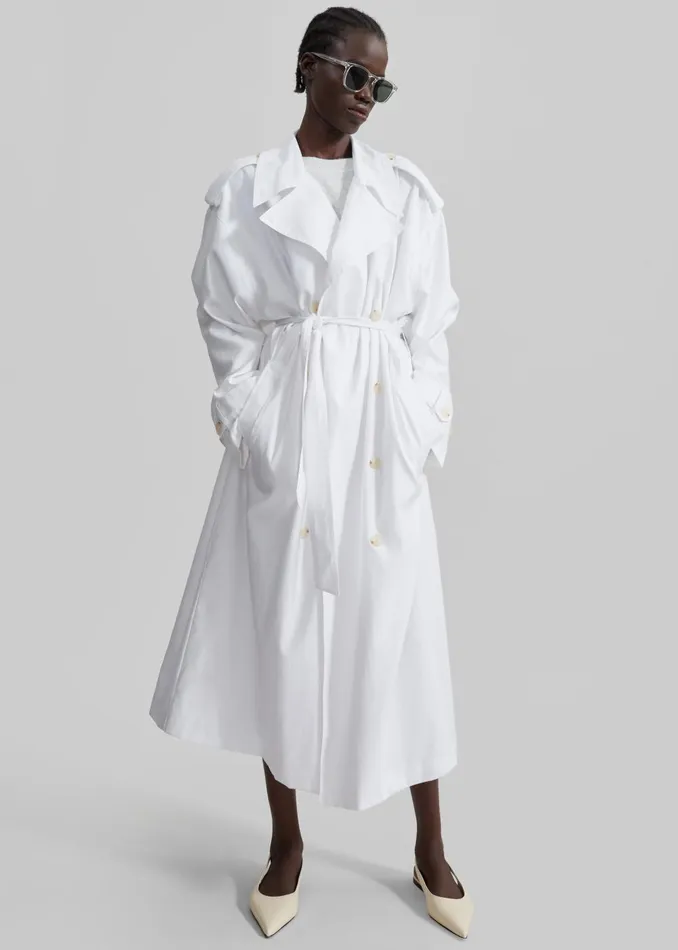 Women Nara Trench Coat 8211 White The Frankie Shop Outerwear