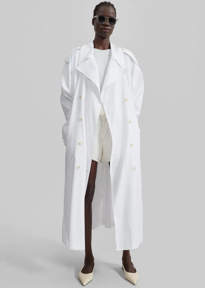 Women Nara Trench Coat 8211 White The Frankie Shop Outerwear
