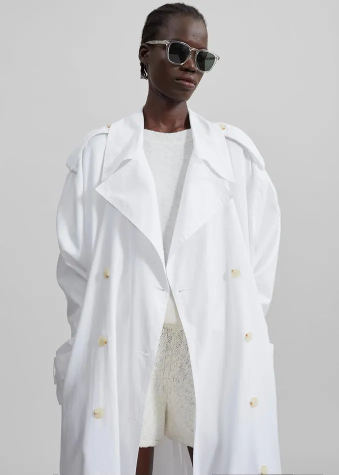 Women Nara Trench Coat 8211 White The Frankie Shop Outerwear
