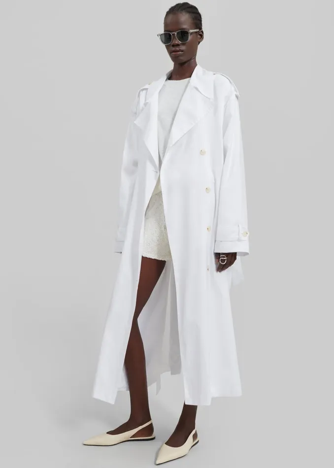 Women Nara Trench Coat 8211 White The Frankie Shop Outerwear