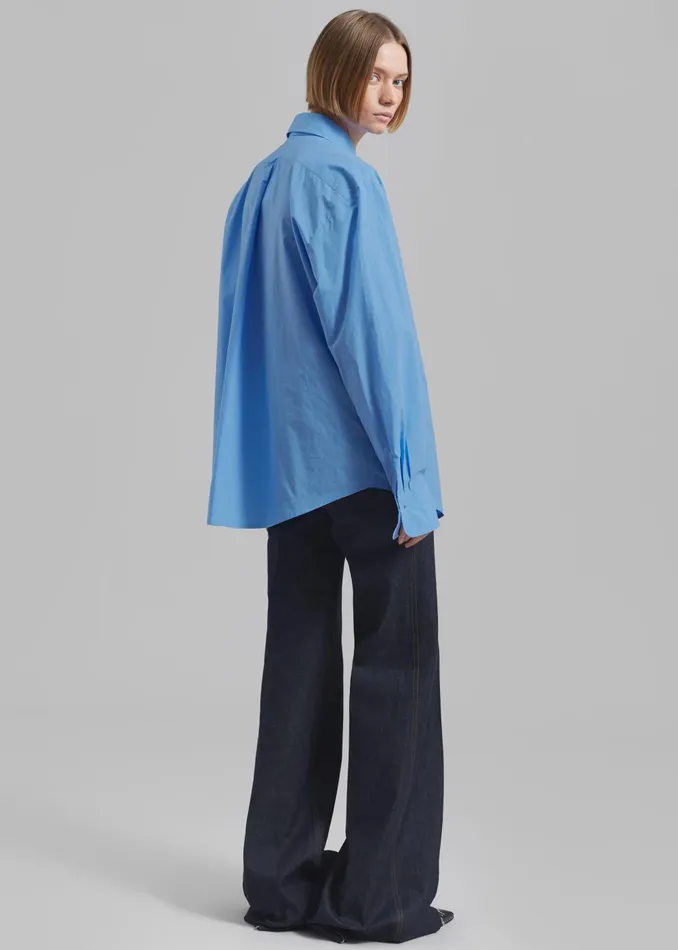 Women Neil Button Up Shirt 8211 Blue The Frankie Shop Tops