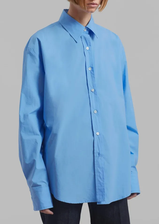 Women Neil Button Up Shirt 8211 Blue The Frankie Shop Tops