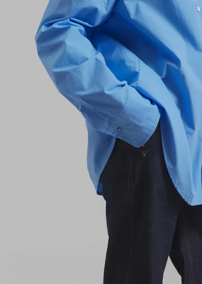 Women Neil Button Up Shirt 8211 Blue The Frankie Shop Tops