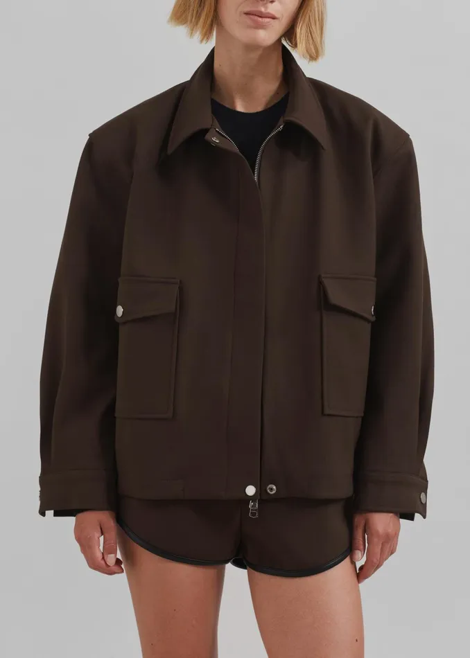 Women Neri Cropped Jacket 8211 Brown The Frankie Shop Outerwear