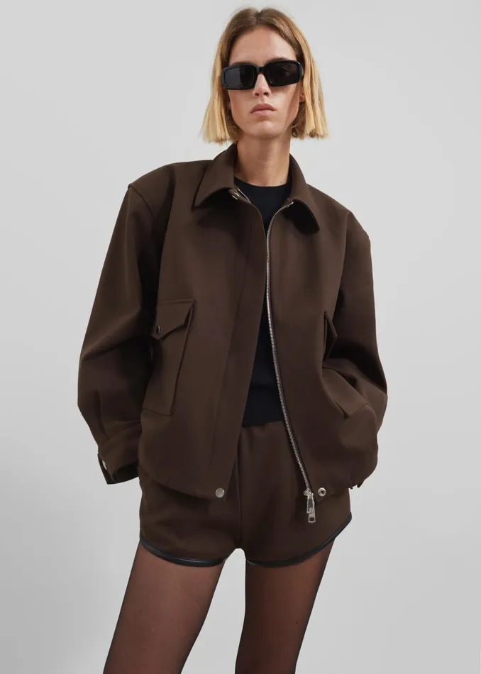 Women Neri Cropped Jacket 8211 Brown The Frankie Shop Outerwear