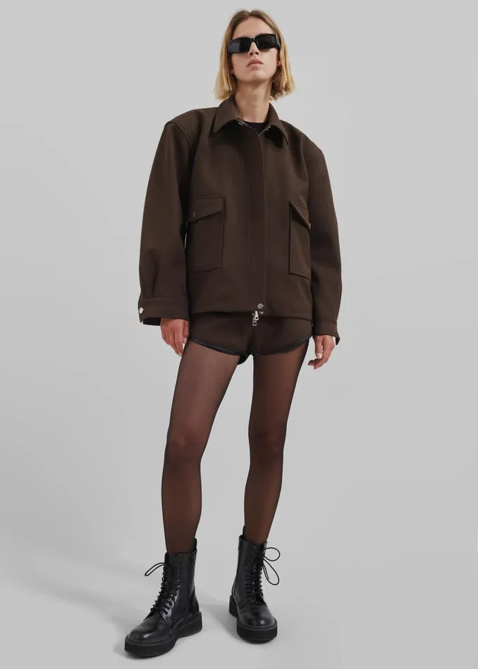 Women Neri Cropped Jacket 8211 Brown The Frankie Shop Outerwear