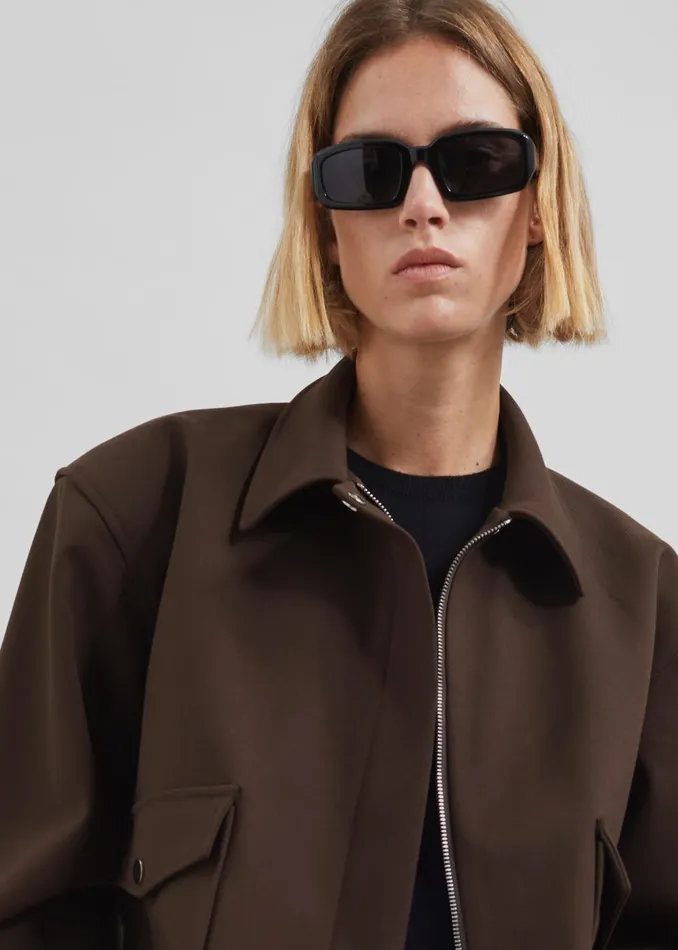 Women Neri Cropped Jacket 8211 Brown The Frankie Shop Outerwear