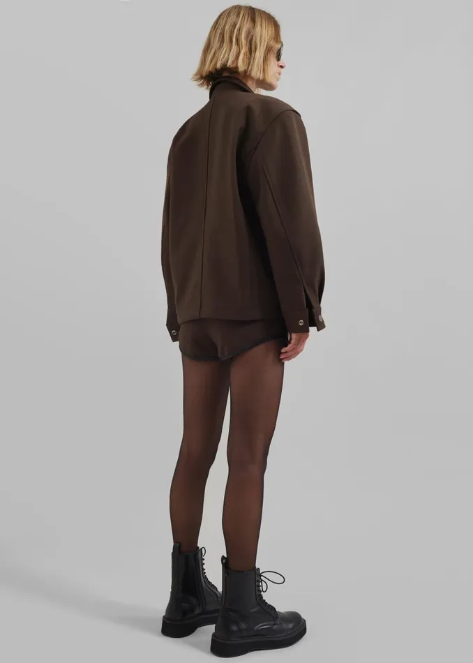 Women Neri Cropped Jacket 8211 Brown The Frankie Shop Outerwear