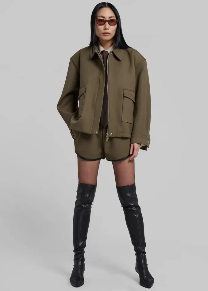 Women Neri Cropped Jacket 8211 Khaki The Frankie Shop Outerwear
