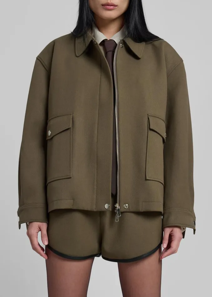Women Neri Cropped Jacket 8211 Khaki The Frankie Shop Outerwear