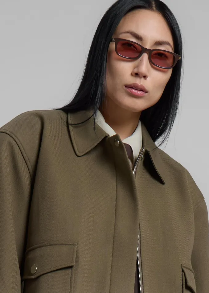 Women Neri Cropped Jacket 8211 Khaki The Frankie Shop Outerwear