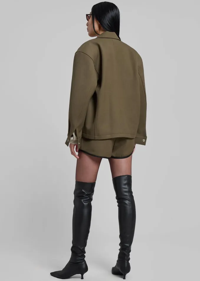 Women Neri Cropped Jacket 8211 Khaki The Frankie Shop Outerwear
