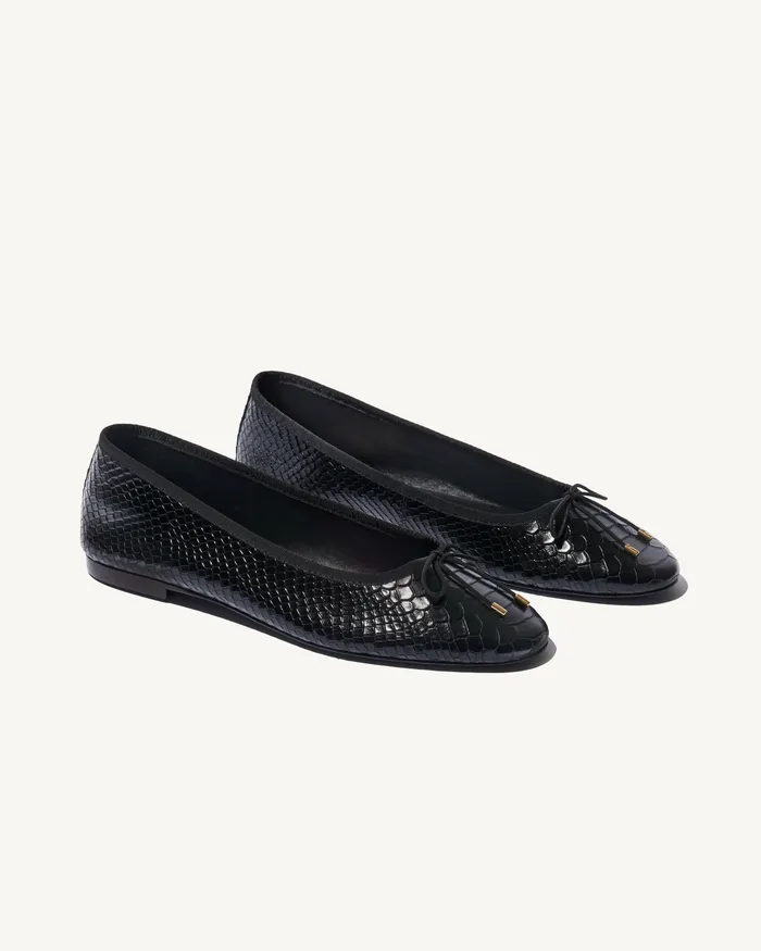 Women Nili Lotan LEATHER BALLET FLAT Black Shoes
