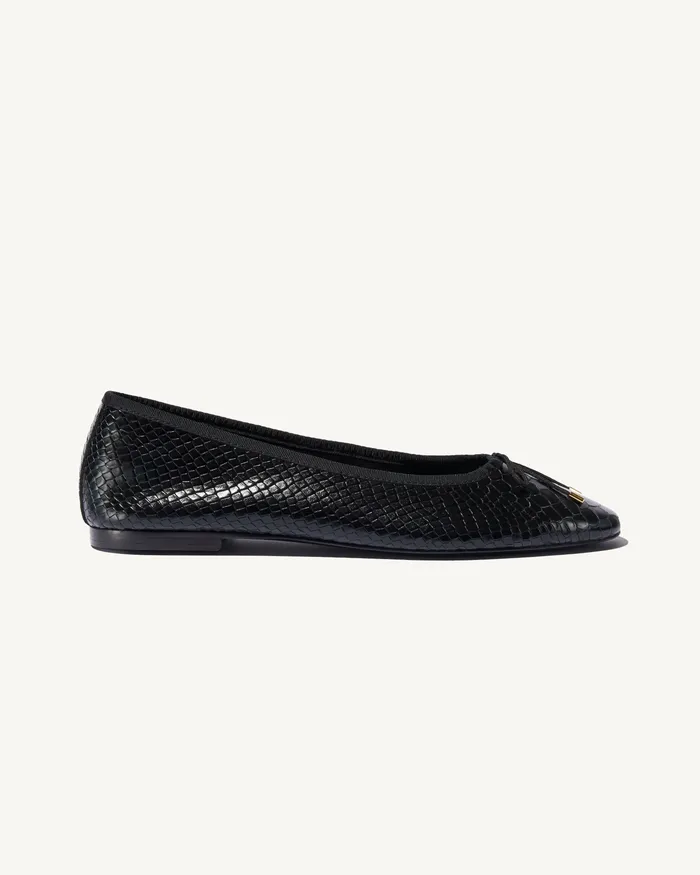 Women Nili Lotan LEATHER BALLET FLAT Black Shoes