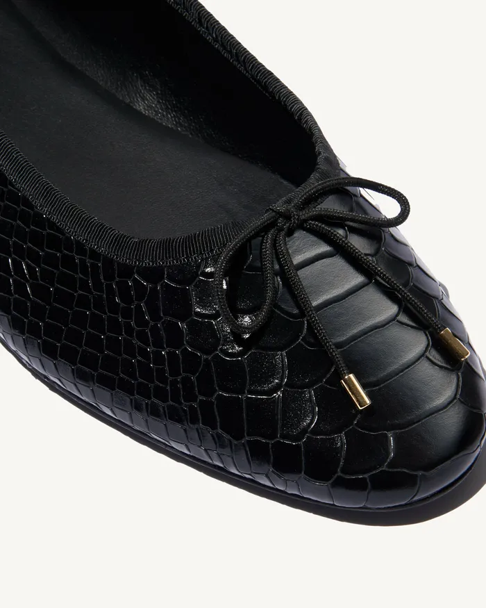 Women Nili Lotan LEATHER BALLET FLAT Black Shoes