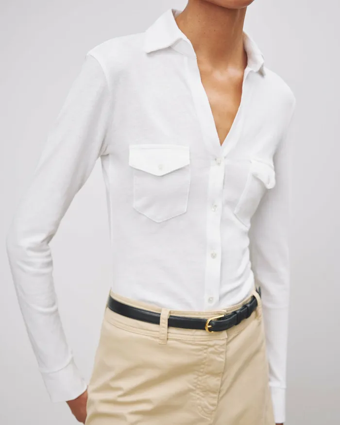 Women Nili Lotan LIAM SHIRT Jet Black Tops