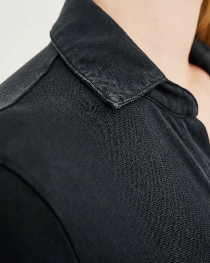 Women Nili Lotan LIAM SHIRT Jet Black Tops