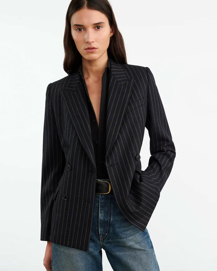 Women Nili Lotan VEDA JACKET Nightfall Pinstripes Jackets and Blazers