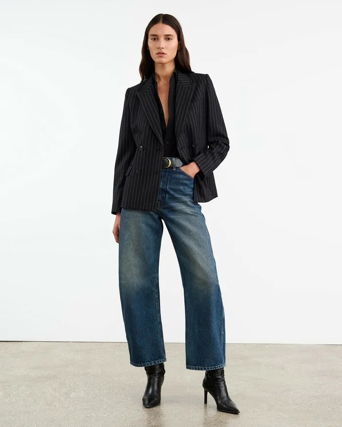 Women Nili Lotan VEDA JACKET Nightfall Pinstripes Jackets and Blazers