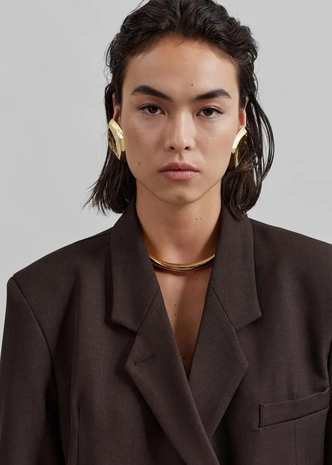 Women Nisha Double Breasted Blazer 8211 Brown The Frankie Shop Outerwear