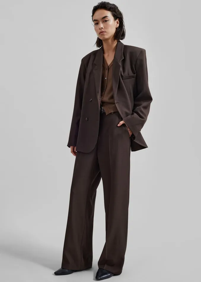 Women Nisha Double Breasted Blazer 8211 Brown The Frankie Shop Outerwear