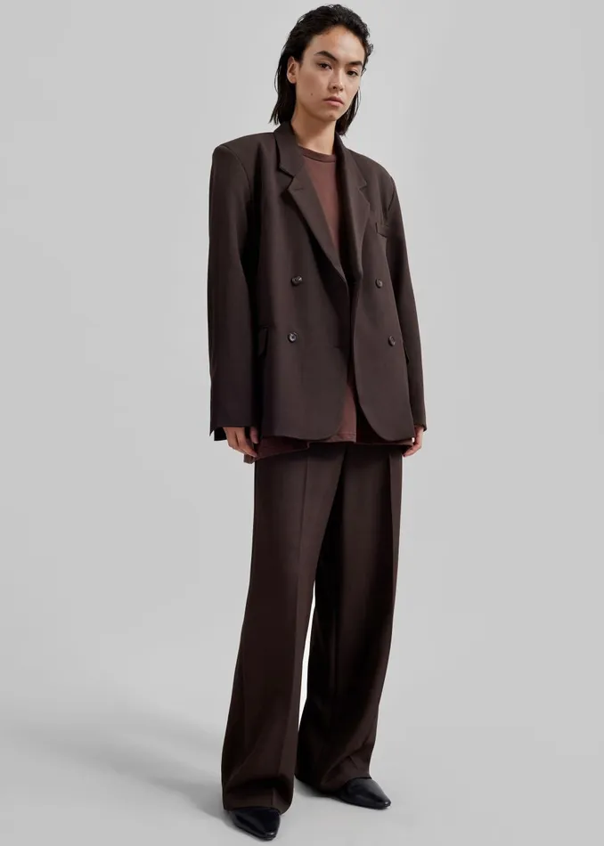 Women Nisha Double Breasted Blazer 8211 Brown The Frankie Shop Outerwear