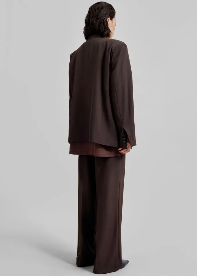 Women Nisha Double Breasted Blazer 8211 Brown The Frankie Shop Outerwear