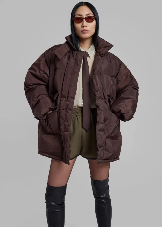 Women Nixa Puffer Jacket 8211 Brown The Frankie Shop Outerwear