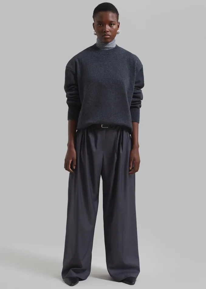 Women Nyla Pleated Pants 8211 Charcoal The Frankie Shop Bottoms