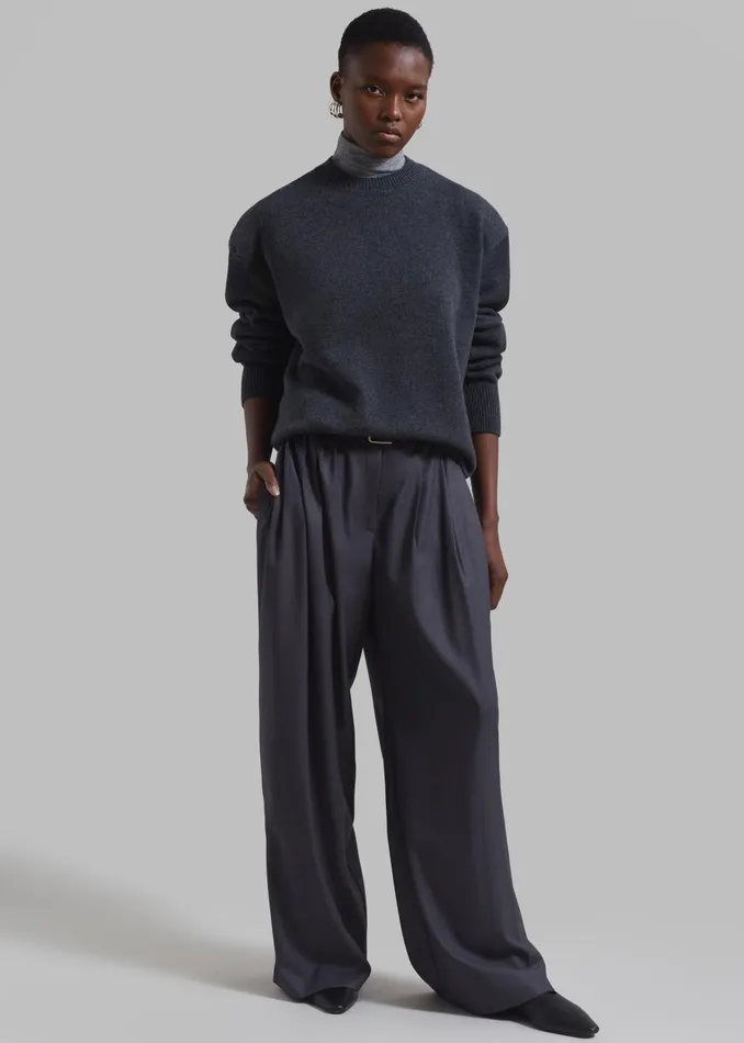 Women Nyla Pleated Pants 8211 Charcoal The Frankie Shop Bottoms